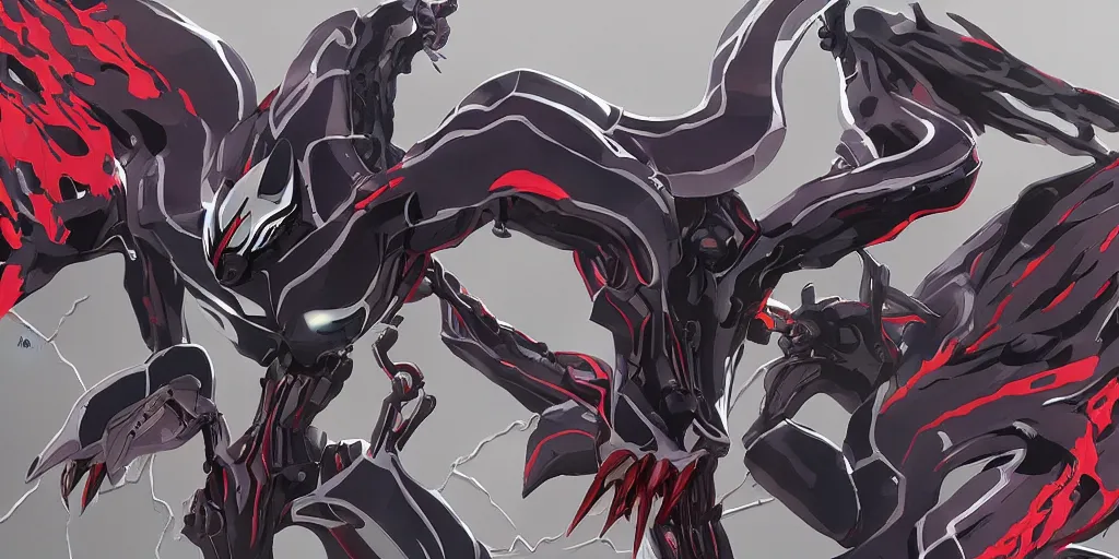 Image similar to Evangelion Mecha exposed to the symbiote and became Venom. concept art,high detailed,fine art,trending on Artstation.
