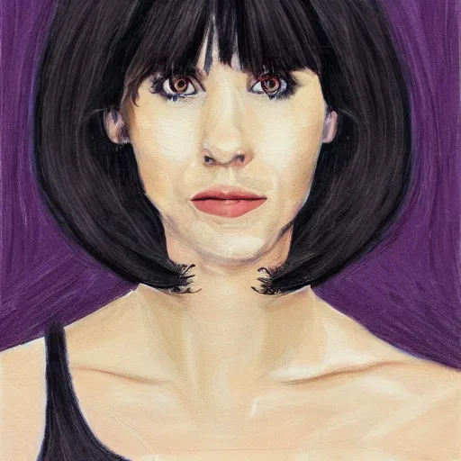 Prompt: a portrait of a woman with bangs hair, artwork by davis, marc