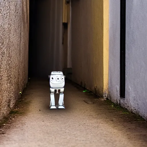 Prompt: robot cat walking in an alley, sharp details, highly complexe nature inspired machinery, close up, 4 k high realistic photography