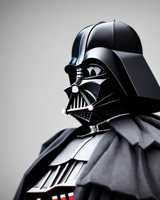 Image similar to an origami darth vader by akira yoshizawa, realistic, very detailed, complex, intricate, studio lighting, bokeh, sigma 5 0 mm f 1. 4