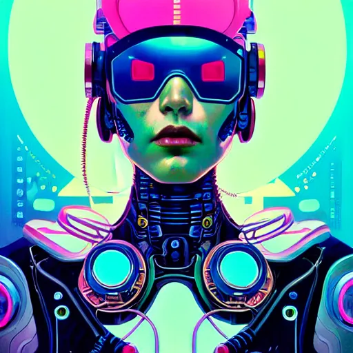 Image similar to high quality high detail portrait of a cybernetic queen diesel punk character in an futuristic world, tristan eaton, victo ngai, artgerm, rhads, ross draws, hyperrealism, intricate detailed, alphonse mucha, pastel colors, ghost in the shell, artstation,