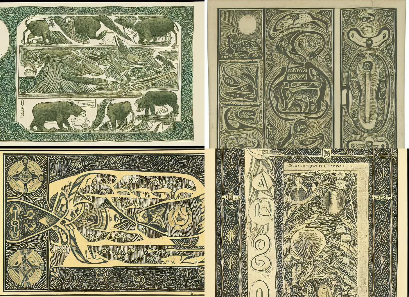 Prompt: a design of a Selknam money bill with the numeral value of 20, engraving and decoration with aboriginal design and illustrations of Patagonian animals and vegetation by gustav dure , Elegant clean design, with well-defined edges and lines, clear figures, ink, sharp contrast, 2400 dpi