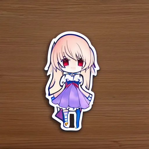 Prompt: die cut sticker of anime chibi kawaii cute tsundere