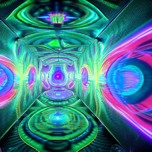 Prompt: a psychedelic 3 d octane render of a dmt trip, hyperrealistic, 8 k, photorealism, unreal engine