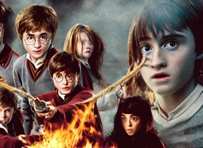 Image similar to a kodachrome film still of harry potter and the goblet of fire