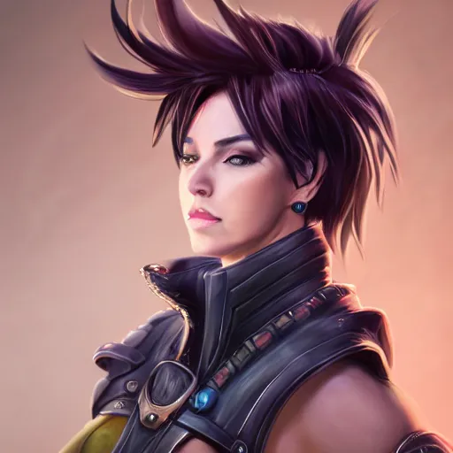 Image similar to a realistic portrait of vi from arcane