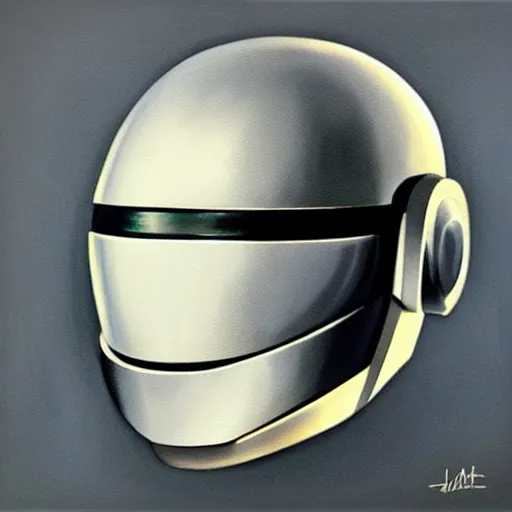 Image similar to ethereal robot helmet daft punk portrait concept art oil painting by jama jurabaev, extremely detailed, brush hard, medium, artstation