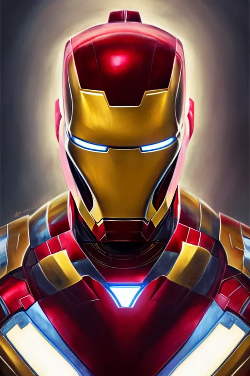 Image similar to elon musk as iron man with a face, realistic portrait, symmetrical, highly detailed, digital painting, artstation, concept art, smooth, sharp focus, illustration, cinematic lighting, art by artgerm and greg rutkowski and alphonse mucha