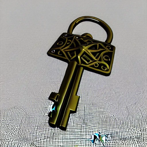 Image similar to a metal key for the cage, 3d game object, dragon shape, rpg game inventory item, low poly