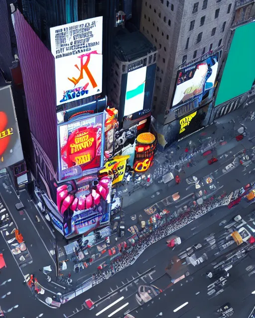 Image similar to full body 3d render of New york time square as a funko pop, studio lighting, white background, blender, trending on artstation, 8k, highly detailed