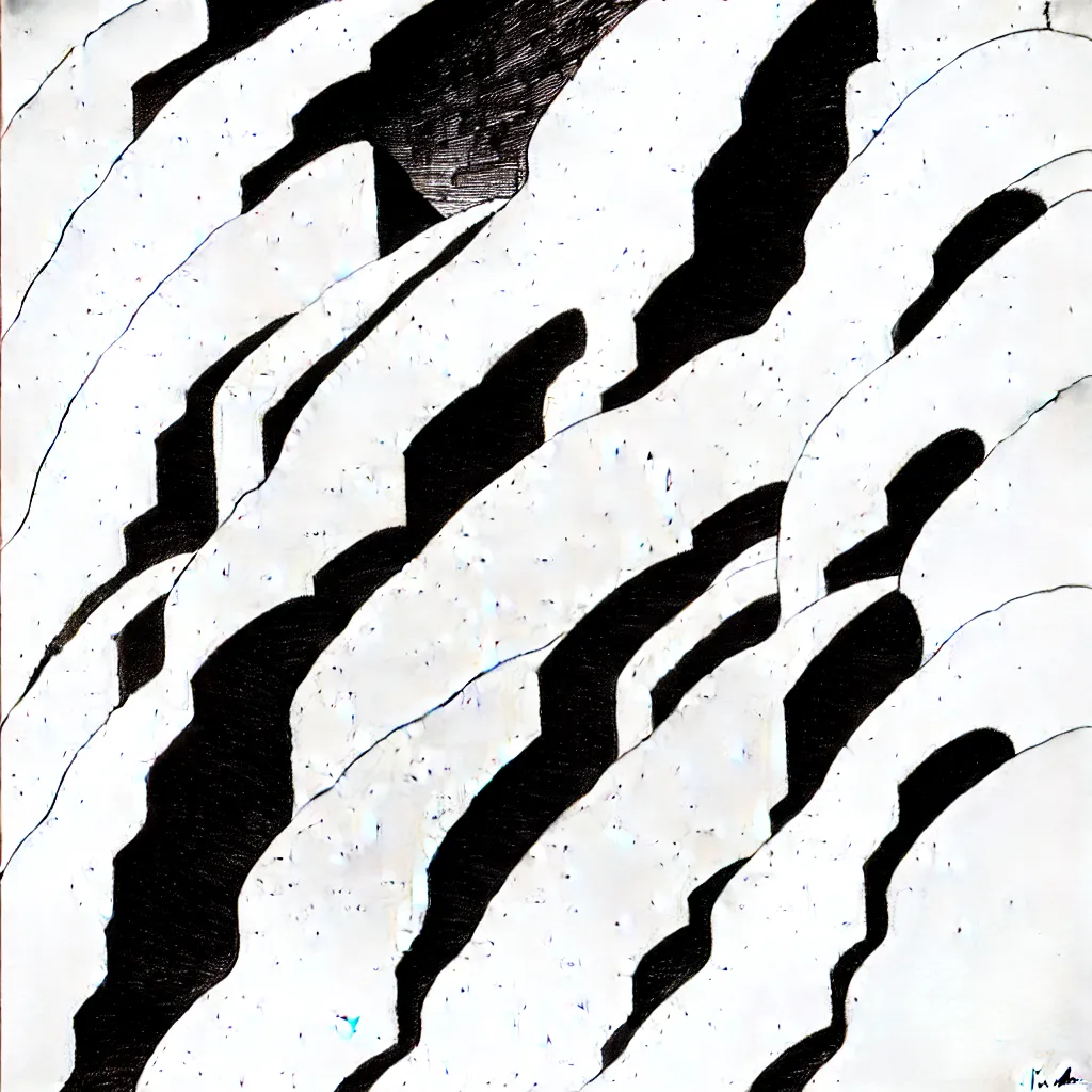 Image similar to slot canyons by moebius, minimalist ink drawing with long lines