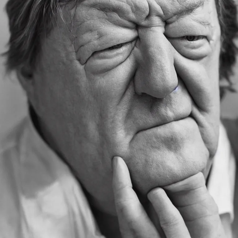 Prompt: stephen fry winking, photograph