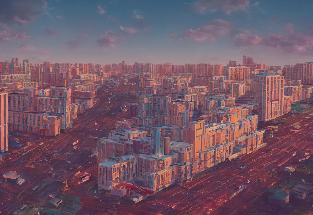 Image similar to accidentally wes anderson award - winning future street old photograph of 9 0 s russian cosmos city, art by greg rutkowsky, trending on artstation, cinematic lighting, filmic grain, golden hour, detailed, 4 k