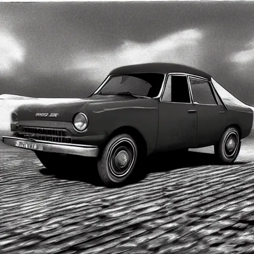 Image similar to historical photo of dragon from dragon adventure driving a soviet car Volga, photorealism,