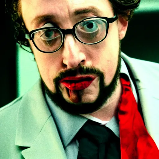 Image similar to sam hyde as the american psycho, cinematic still