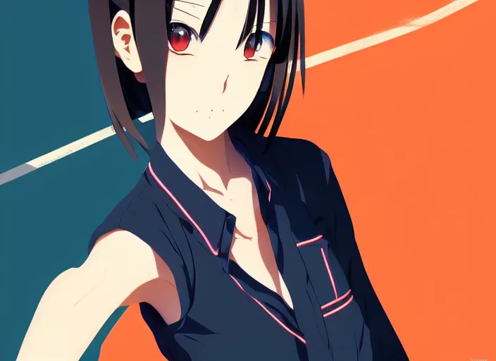 Image similar to anime visual, full body illustration a young woman in a fight at school, handsome face by ilya kuvshinov, yoshinari yoh, makoto shinkai, katsura masakazu, dynamic perspective pose, detailed facial features, kyoani, rounded eyes, crisp and sharp, cel shad, anime poster, ambient light,