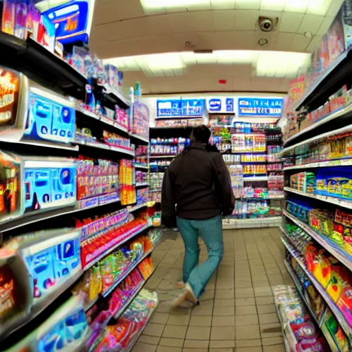 Image similar to fisheye photography irritable convenience store robo - cashier