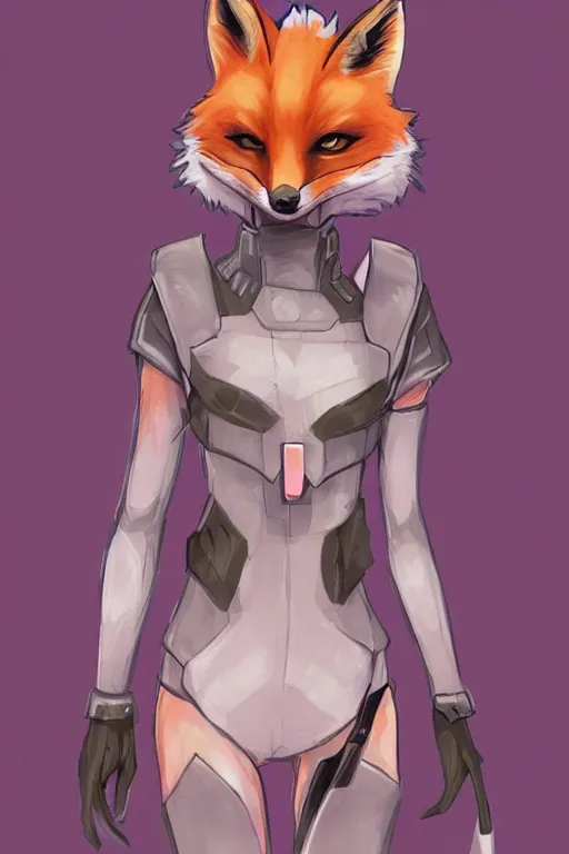 Image similar to a fox fursona, trending on artstation, by kawacy, furry art, digital art, cyberpunk, high quality