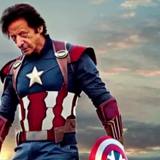 Image similar to A still of Imran Khan in an Avengers movie