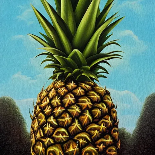 Image similar to jason momoa as a pineapple, lowbrow painting by mark ryden