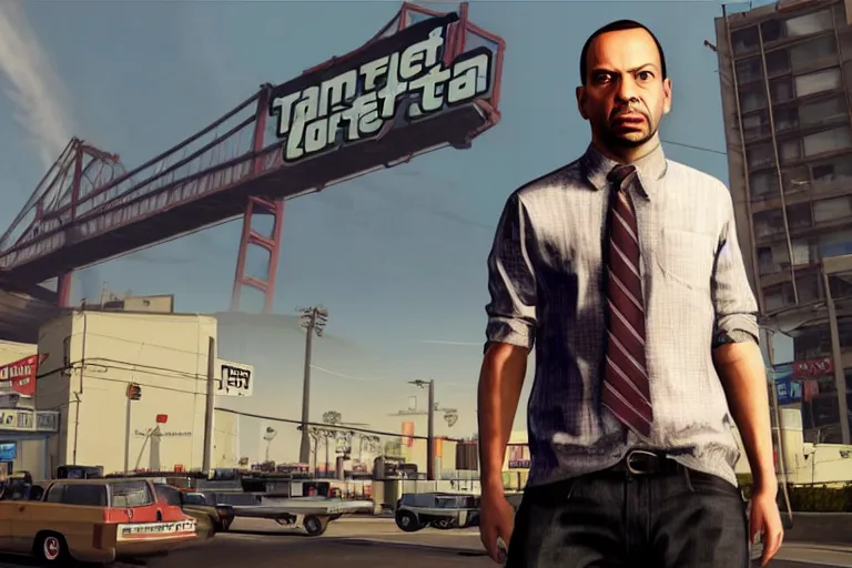 Prompt: andrew tate on a gta v loading screen