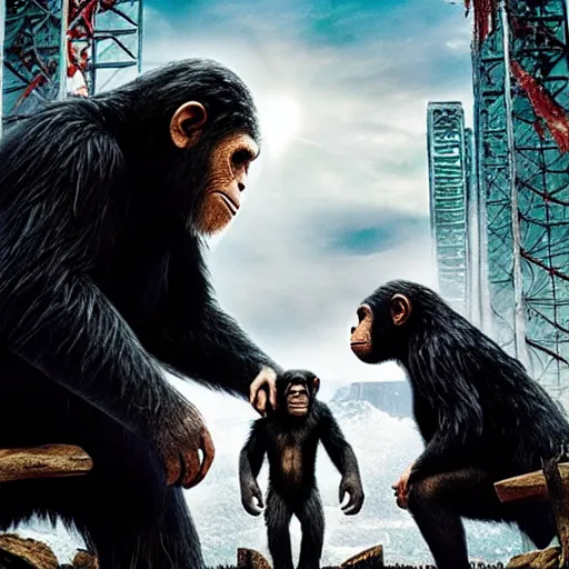 Prompt: Movie poster of Rise of the Planet of the Apes