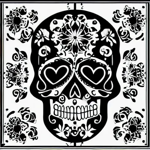 Prompt: vector art panel for cnc plasma, laser, simple geometric sugar skull design pattern