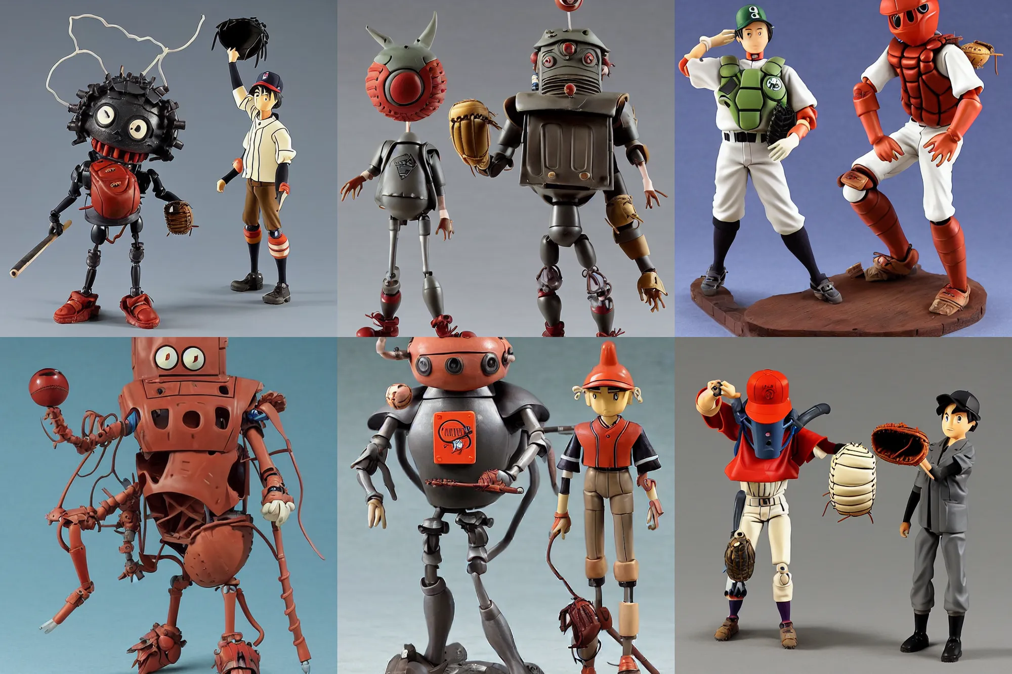Prompt: A Lovecraftian scary giant mechanized adorable baseball player from Studio Ghibli Howl's Moving Castle (2004) as a 1980's Kenner style action figure, 5 points of articulation, full body, 4k, highly detailed. award winning sci-fi. look at all that detail!