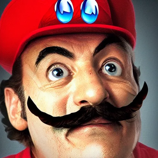 Prompt: super mario with salvador dali moustache