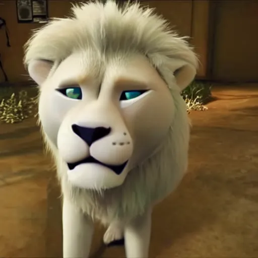 Prompt: albino lion in suit from zootopia