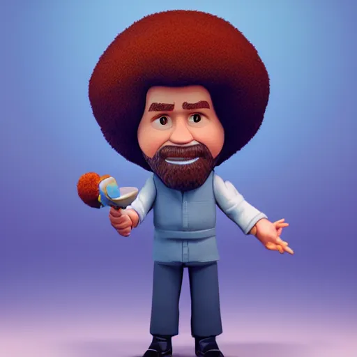 Prompt: Bob Ross as a figurine, blender, octane render, full body, studio lighting, 8K, hyperdetalied, trending on artstation, high quality,