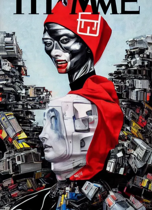 Image similar to TIME magazine cover, the coming AI singularity, by Chevrier, 4k