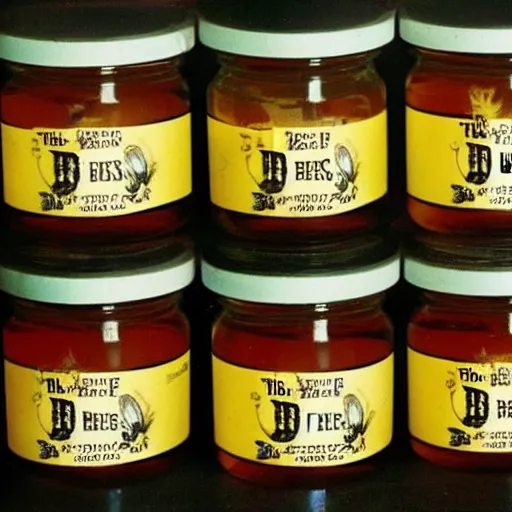 Image similar to !The beatles!, Bee farm, bee's, jars of honey