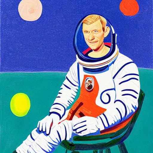 Prompt: Portrait painting of an astronaut by David hockney