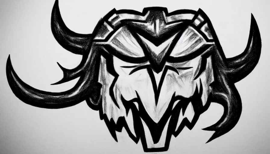 Prompt: pencil sketch!!! of a stylized angry bull head, symbol, sports logo!!!