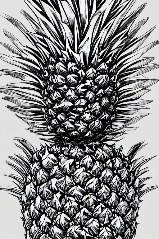 Image similar to pinapple humanoid figure monster, symmetrical, highly detailed, digital art, sharp focus, trending on art station, kentaro miura manga art style