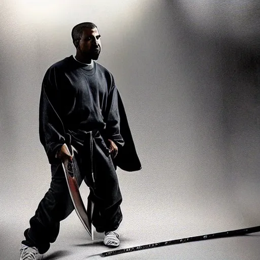 Image similar to Kanye West wielding a katana