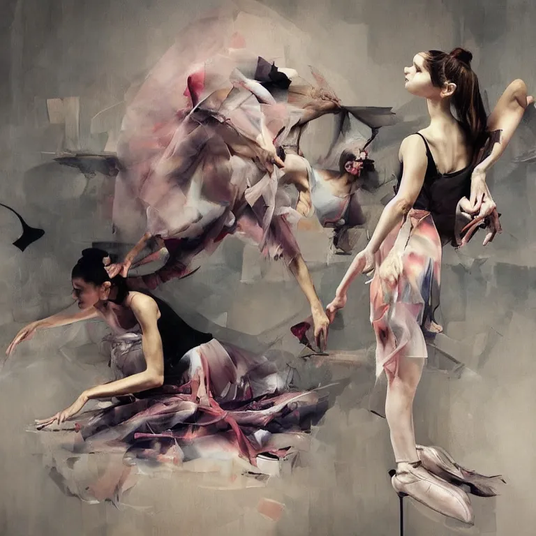 Prompt: ballerina recital in the style of adrian ghenie, 3 d render, esao andrews, jenny saville, surrealism, dark art by james jean, ross tran, optical illusions, modern cubism