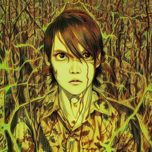 Prompt: forest of eyeballs eternal staring gazing looking seeing illusionary psychedelic horror art scary by victo ngai shintaro kago junji ito shintaro kago apophasis hyperrealism photo - realistic yoji shinkawa apophasis