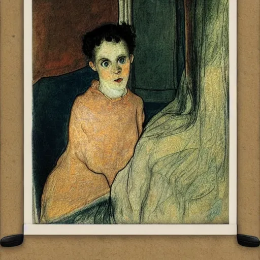 Image similar to a girl in a room, old polaroid by goya, by schiele, by el greco, elegant drawing, digital painting, jugendstil, strong lights, flat colors, pastel colors,