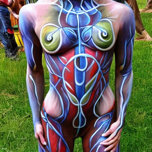 Image similar to human figure bodypaint by graham ingels