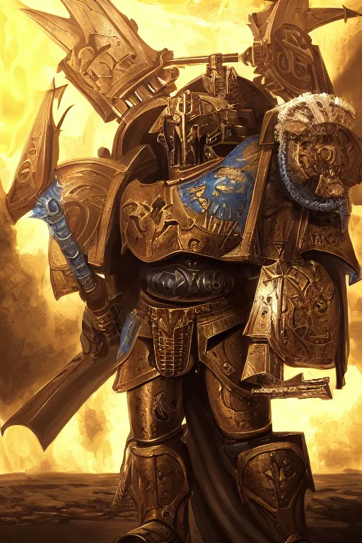 Image similar to armor portrait heros warhammer 4 0 k horus heresy fanart - the primarchs emperor by johannes helgeson animated with vfx concept artist & illustrator global illumination ray tracing hdr fanart arstation zbrush central hardmesh 8 k octane renderer comics stylized