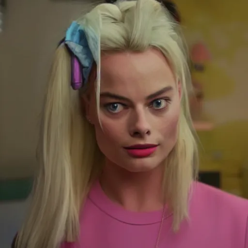 Image similar to Margot Robbie as Angelica Pickles in Rugrats, 8k full HD photo, cinematic lighting, anatomically correct, oscar award winning, action filled, correct eye placement