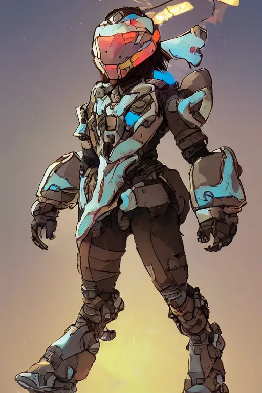 Image similar to combination suit armor aloy horizon forbidden west horizon zero dawn robot ninja mask helmet backpack tribal, art gta 5 comics, official fanart behance hd artstation by jesper ejsing, by rhads, makoto shinkai and lois van baarle, ilya kuvshinov, ossdraws radiating a glowing aura cgi rtx 2 0 2 2