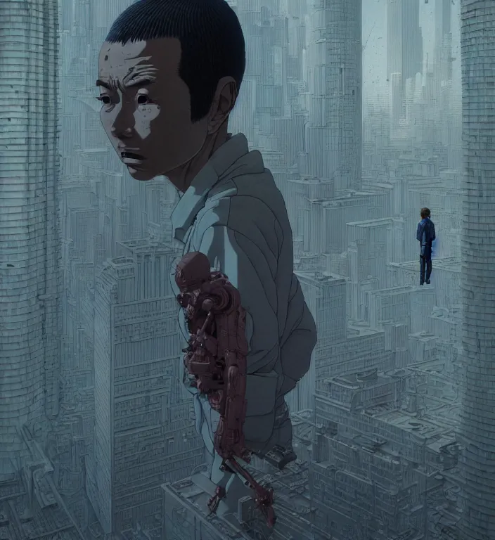 Image similar to hyperrealism aesthetic highly detailed photography of characters in akira scene, characters with hyperrealism highly detailed faces. from akira by katsuhiro otomo and alejandro hodorovski and denis villeneuve and gregory crewdson style with many details by mike winkelmann and vincent di fate in sci - fi style. volumetric natural light hyperrealism photo on dsmc 3 system