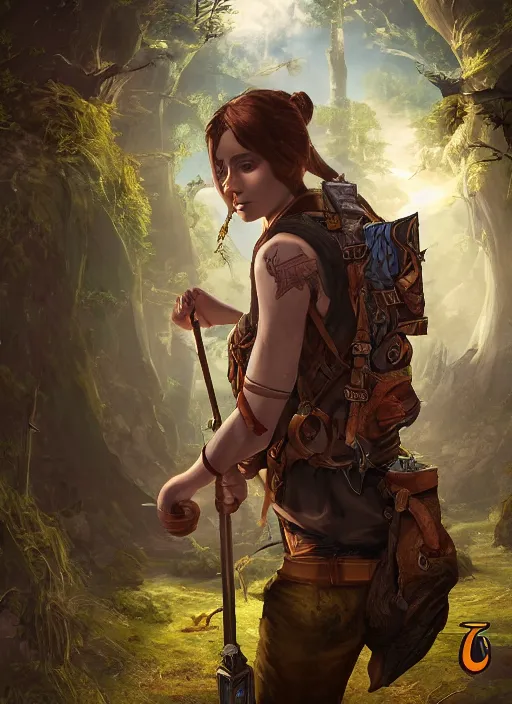Prompt: an epic fantasy comic book style portrait painting of a fantasy explorer in the wilds with a backpack and map, unreal 5, daz, hyperrealistic, octane render, cosplay, rpg portrait, dynamic lighting