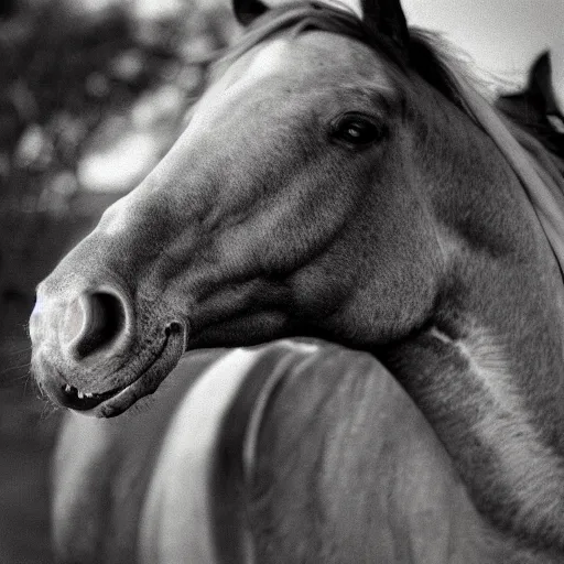 Prompt: horse with teeth, photograph