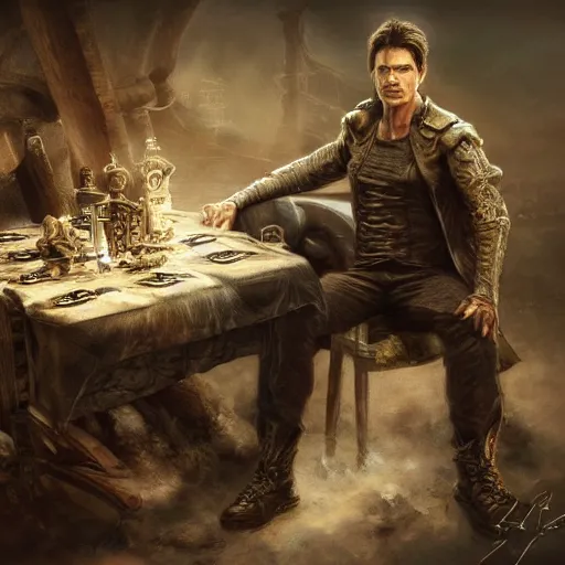 Image similar to Tom Cruise as a table, high resolution fantasy concept art, realistic, intricate details, soft lighting