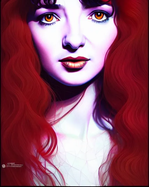 Image similar to richly detailed color illustration young kate bush illustrated by artgerm and mina petrovic and timothy kong and marina federovna. 3 d shadowing