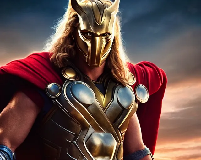 Image similar to a film still of beta ray bill in new thor movie, cinematic lighting, high resolution, 4 k